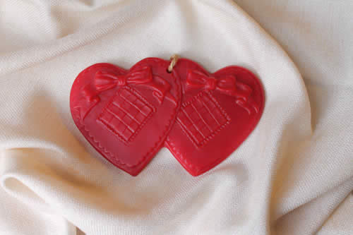 Red Quilted Double Hearts